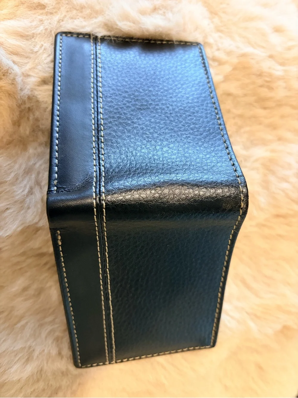 Espresso Brown Leather Bi-Fold Wallet with Contrast Stitching